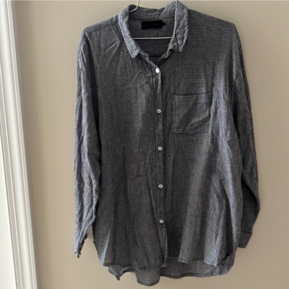 Hatch Maternity Blue Gauze Boyfriend button down - Picture 3 of 5